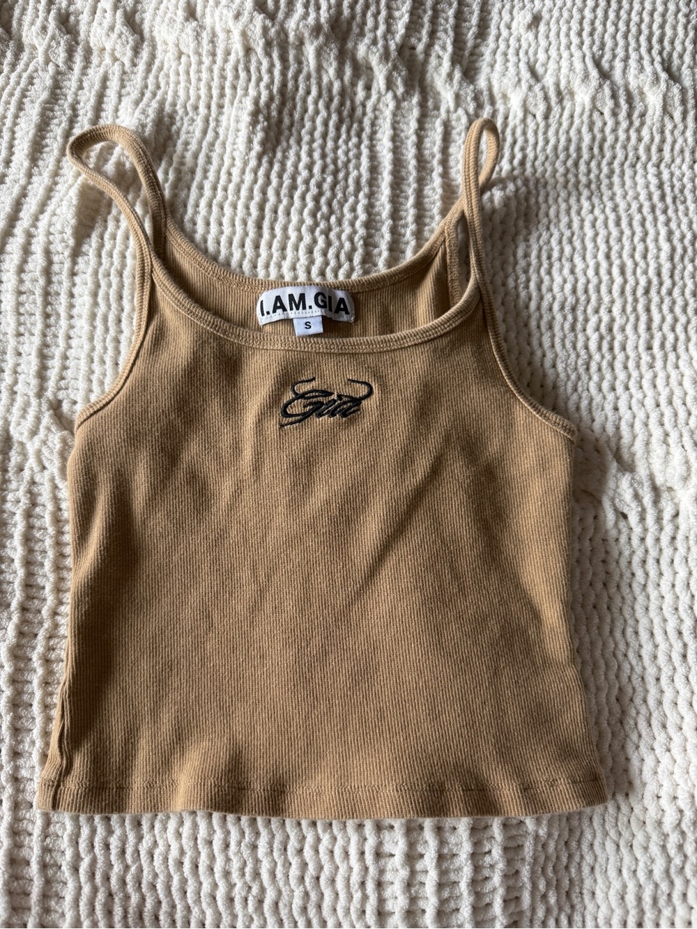 I.AM.GIA Camel Ribbed Crop Cami